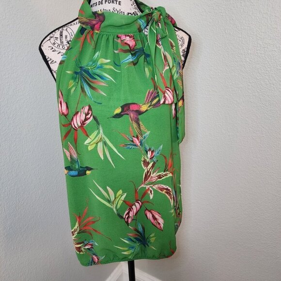 New York and Company Sweat Pea Floral Halter Blouse Size L - Picture 7 of 8